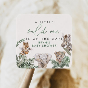 BRYN Cute Jungle Safari Baby Dier Baby Shower Vierkante Sticker