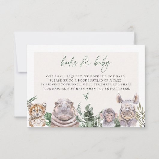 BRYN Oerwoud Safari Baby shower Books for Baby Car Kaart (Voorkant)