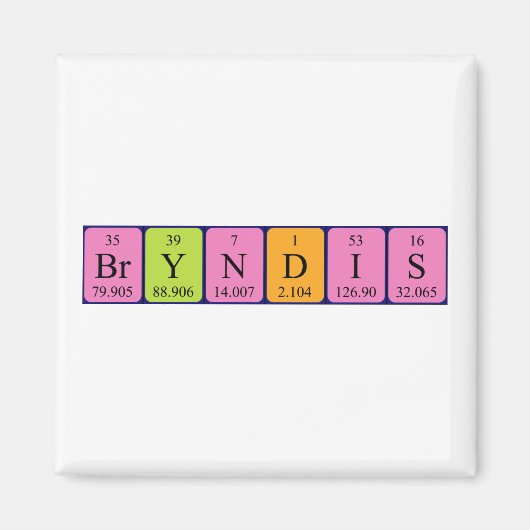 Bryndís periodieke lijstnaam magnet (Voorkant)