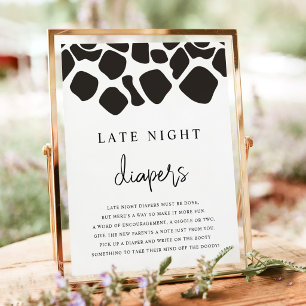 BRYNDLE Dier Koeienprint Late Night Luiers Spel Poster