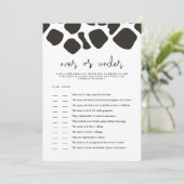 BRYNDLE Koe Print Over Onder Baby shower Game Kaar Kaart (Staand voorkant)