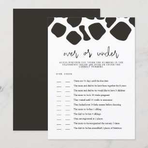 BRYNDLE Koe Print Over Onder Baby shower Game Kaar Kaart