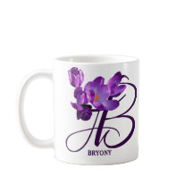  Bryony naam paarse bloemen monogram
