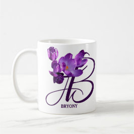Bryony naam paarse bloemen monogram Koffiemok