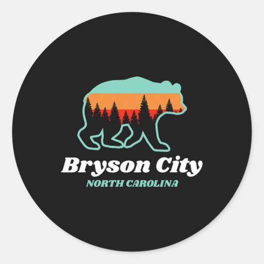 Bryson City North Carolina Bear Mountains Country  Ronde Sticker (Voorkant)