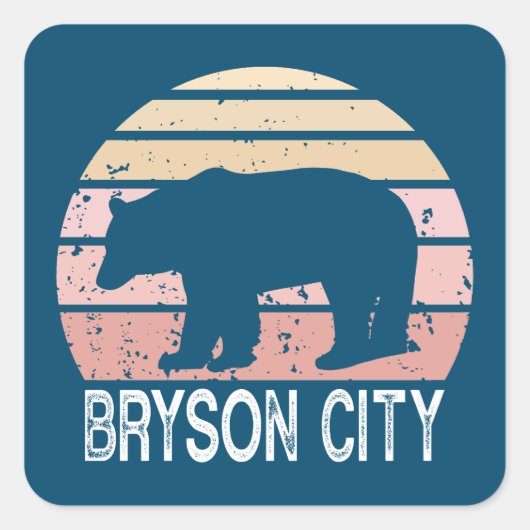 Bryson City North Carolina Retro Beer Vierkante Sticker (Voorkant)