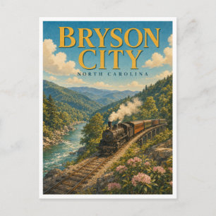 Bryson City North Carolina Stoomspoorlijn GeoSaga Briefkaart