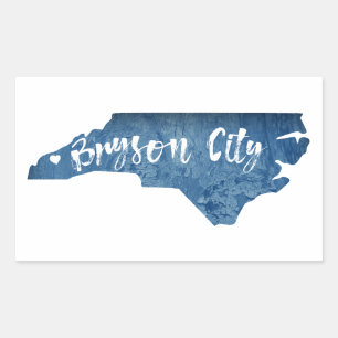 Bryson City North Carolina Wood Grain Rechthoekige Sticker