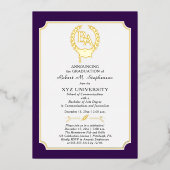 BS - Bachelor of Arts Degree College Graduation Folie Uitnodiging (Voorkant)