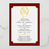 BS - Bachelor of Arts Degree College Graduation Folie Uitnodiging (Voorkant)