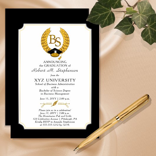 BS - Bachelor of Science Degree College Graduation Magnetische Uitnodiging