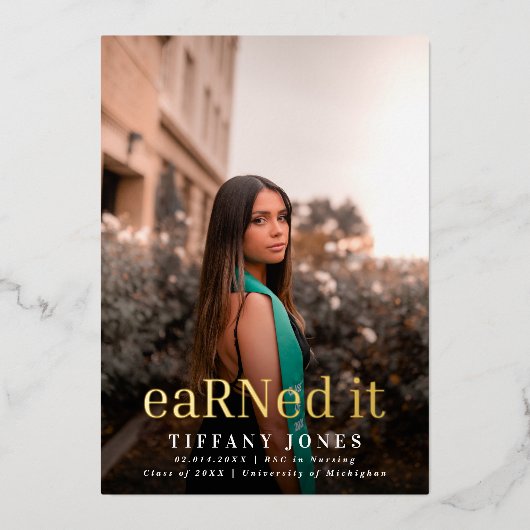 BSC RN Foto's Verpleegkundig Afstuderen Folie Uitnodiging (Voorkant)