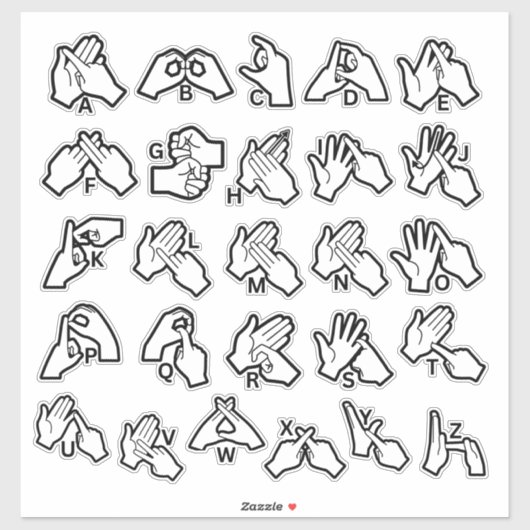 BSL/Auslan Alphabet Sticker – Visual Learning Aid (Vel)