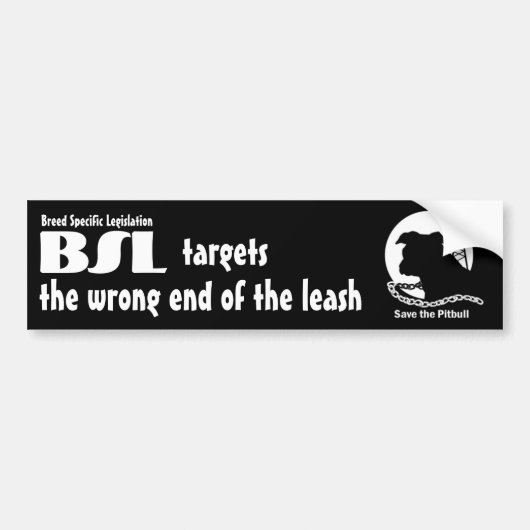 BSL Breed-specifieke wetgeving, sparen Pitbull Dog Bumpersticker (Voorkant)