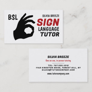 BSL, oké Gesture, Sign Language Tutor, leraar Visitekaartje