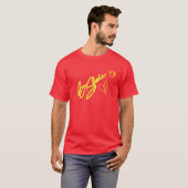 @BSLADE-tekenreeks geel op rood T-shirt (Voorkant volledig)