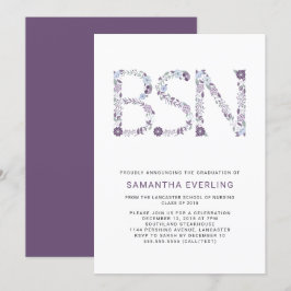 BSN afstuderen feest, bloemenverpleegkundige paars Kaart