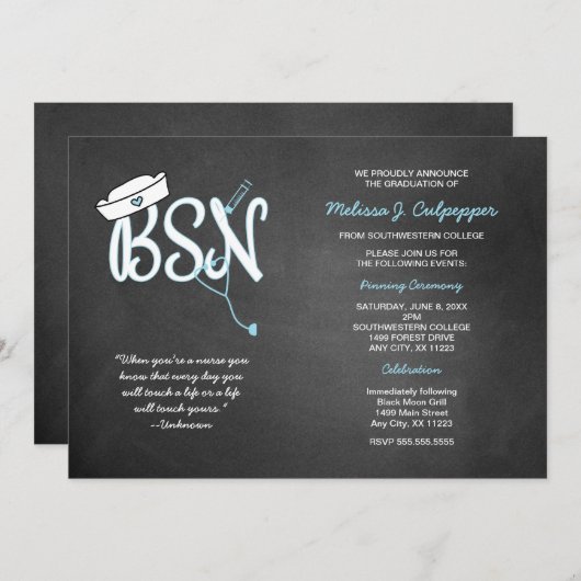 BSN-afstuderen verpleegster die de ceremonie vastl Kaart (Voorkant / Achterkant)