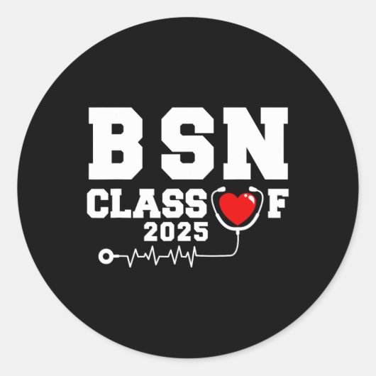 BSN Bachelor of Nursing Afstuderen CL van 2025 Afs Ronde Sticker (Voorkant)