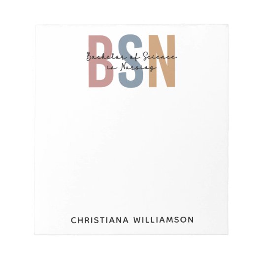 BSN Bachelor of Science in Nursing Afstuderen Notitieblok (Voorkant)