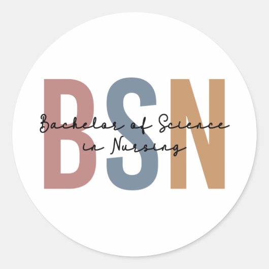 BSN Bachelor of Science in Nursing Afstuderen Ronde Sticker (Voorkant)