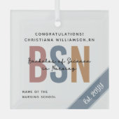 BSN Bachelor of Science in Nursing RN Afstuderen Glas Ornament (Voorkant)