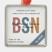 BSN Bachelor of Science in Nursing RN Afstuderen Metalen Ornament (Voorkant)