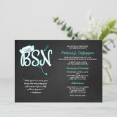 BSN foto afstuderen feest, turquoise Kaart (Staand voorkant)