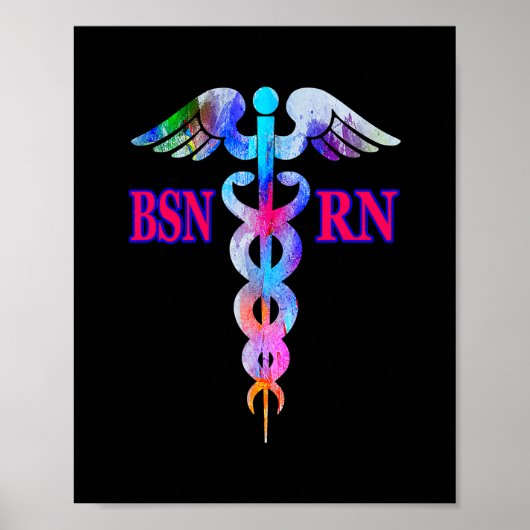 BSN Geregistreerd zuster RN Caduceus Nursing Emble Poster (Voorkant)
