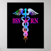 BSN Geregistreerd zuster RN Caduceus Nursing Emble Poster (Voorkant)