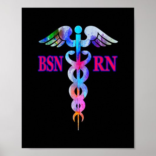 BSN Geregistreerd zuster RN Caduceus Nursing Emble Poster (Voorkant)