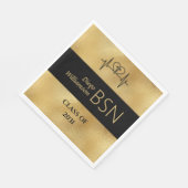 BSN NURSE Afstuderen RN LPN Naam Black Faux Gold Servet (Hoek)