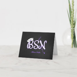 BSN paarse bedankkaarten, verpleegkundige afstuder Bedankkaart