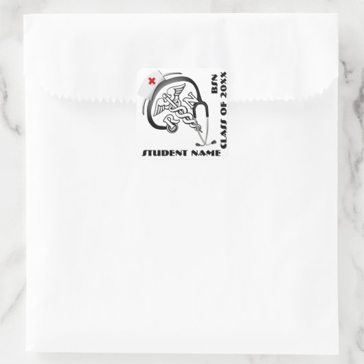 BSN - RN AFSTUDEREN VIERKANTE STICKER (Tas)