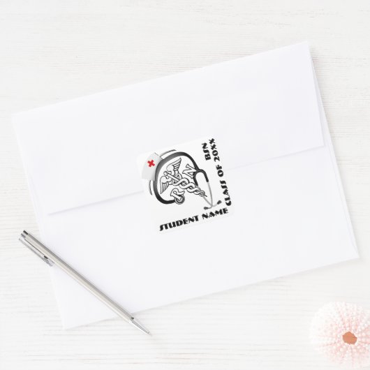BSN - RN AFSTUDEREN VIERKANTE STICKER (Envelop)
