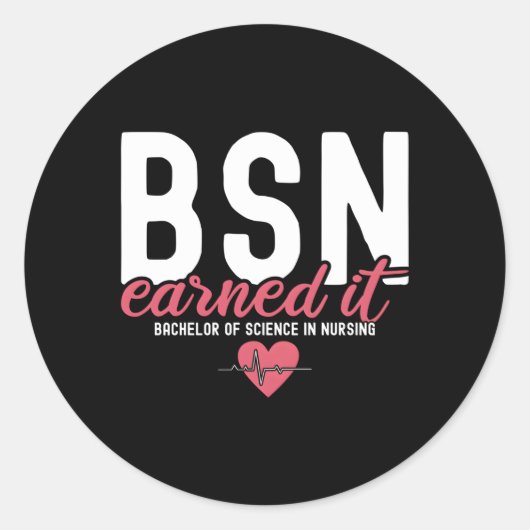 Bsn Rn Bachelors of Science in Nursing Verdiende h Ronde Sticker (Voorkant)