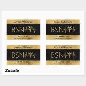 BSN RN LPN Nurse Graduton Party Elegant Black Gold Rechthoekige Sticker (Vel)