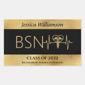 BSN RN LPN Nurse Graduton Party Elegant Black Gold Rechthoekige Sticker (Voorkant)