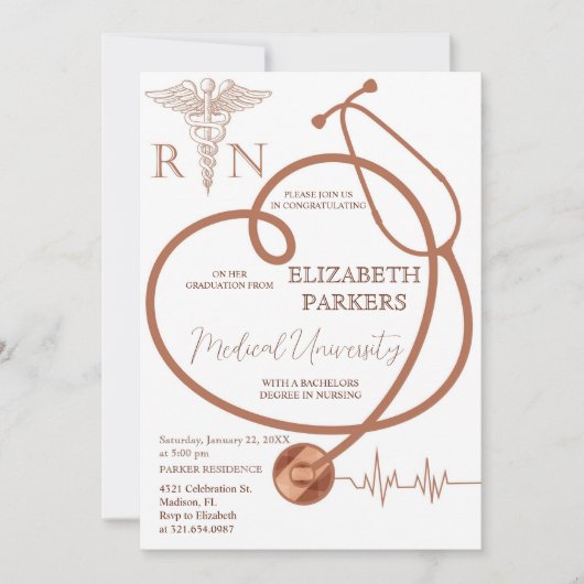 BSN RN Modern Verpleegkundig Afstudeerfeest Kaart (Voorkant)