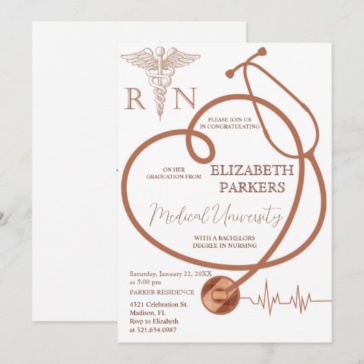 BSN RN Modern Verpleegkundig Afstudeerfeest Kaart (Voorkant / Achterkant)