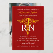 BSN RN Nurse Afstuderen Red en Gold Kaart (Voorkant / Achterkant)