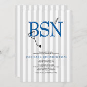 BSN RN verpleegster afstuderen nodigt/GRAY STRIPES Kaart (Voorkant / Achterkant)