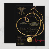 BSN RN Zwart Goud Verpleegkundig Afstudeerfeest Kaart (Voorkant / Achterkant)