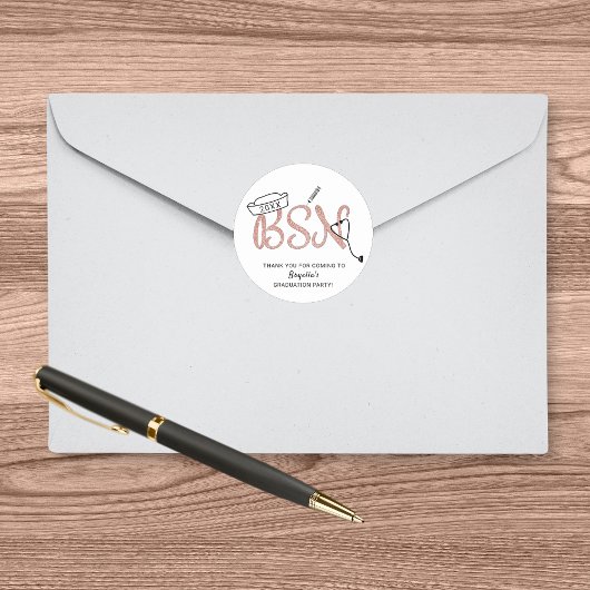 BSN verpleegkundige afstudeerfeest dank u voor sti Ronde Sticker