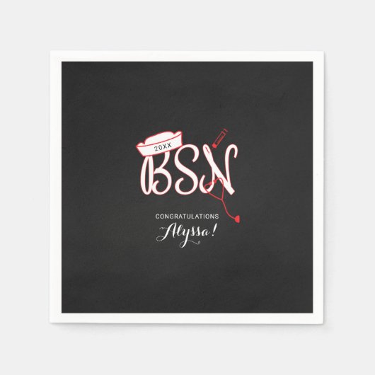 BSN verpleegkundige afstudeerfeest decor, rood kri Servet (Voorkant)