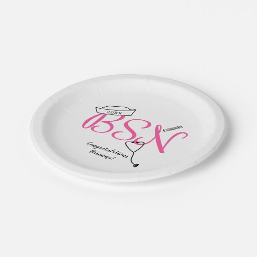 BSN verpleegkundige afstuderen diner party decor Papieren Bordje (Gekanteld)