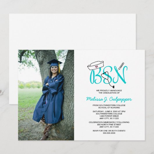 BSN Verpleegkundigen foto afstuderen piningparty / Kaart (Voorkant / Achterkant)