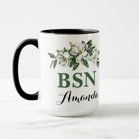BSN Waterverf Floral Greenery Magnolia Afstuderen Mok (Links)