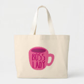 BSS-dame met roze koffiebeker Grote Tote Bag (Voorkant)