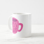 BSS-dame met roze koffiebeker Koffiemok (Voorkant links)